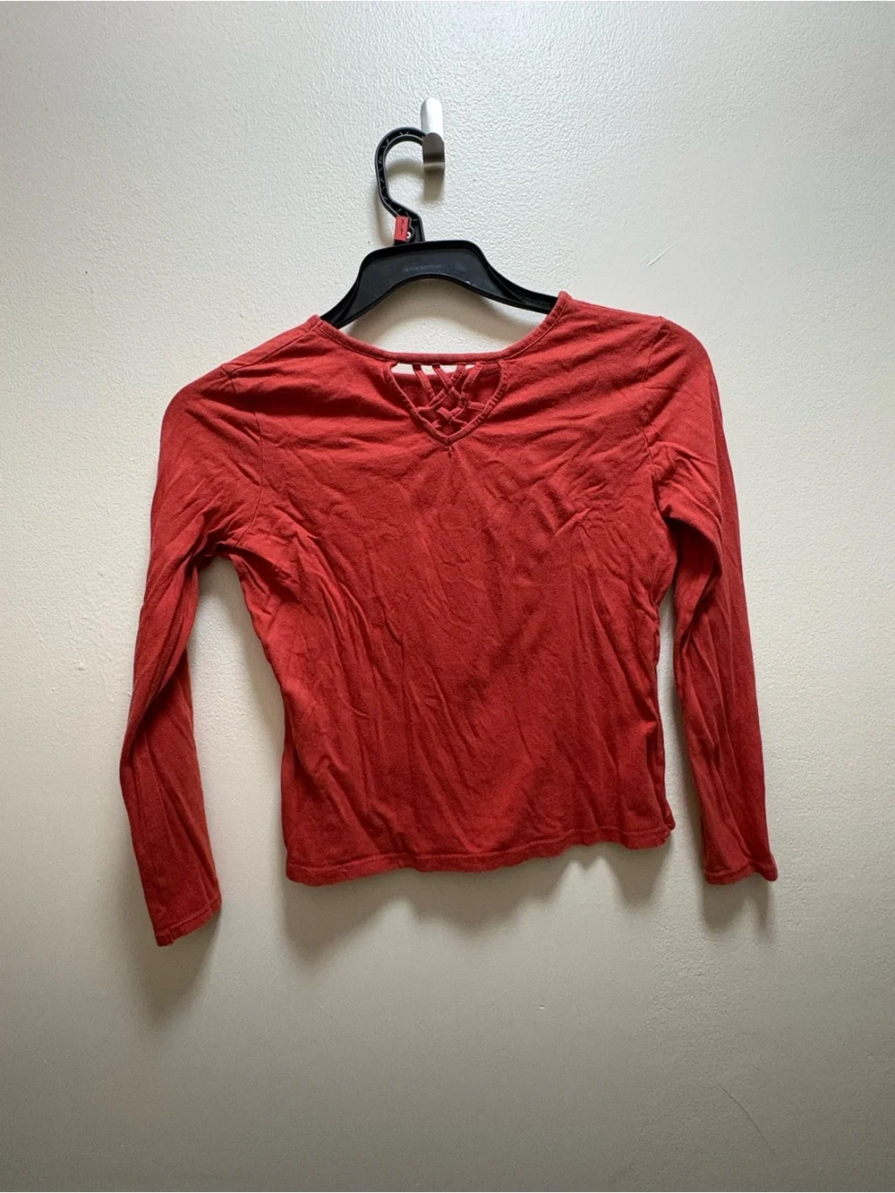 Burnt Orange Long Sleeve Tee with Colorful Heart Graphic